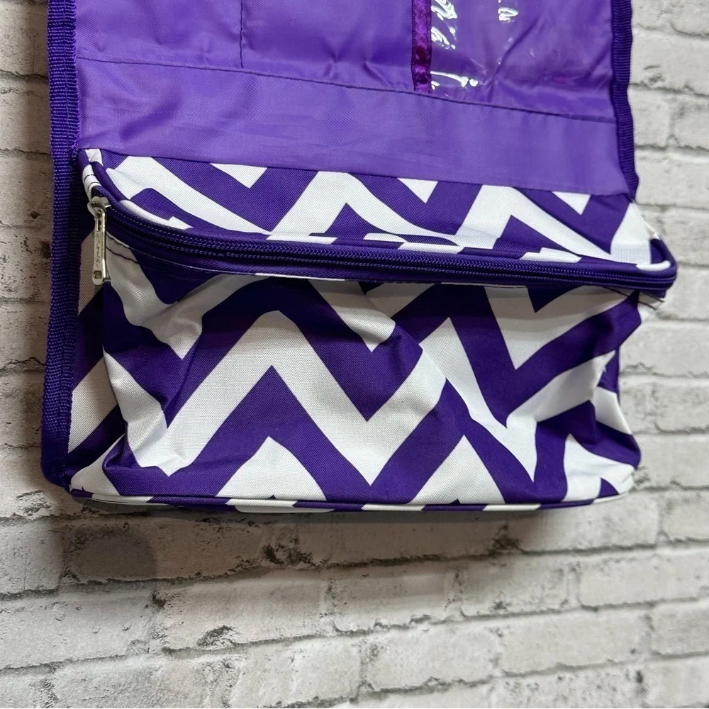 Purple Chevron Travel Folding Hanging BAG Toiletry Cosmetic Bag NEW